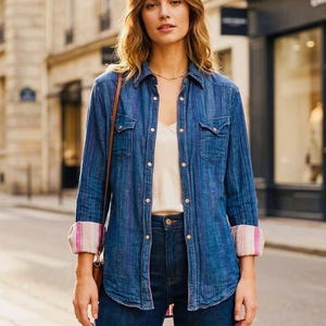 SELTEN!!! Vintage 45 U / min Japan Indigo gefütterte Unisex Western Denim Shirt Jacke, hergestellt in Japan, Größe 3