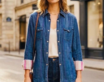 RARE!!! Vintage 45rpm Japan Indigo Lined Unisex Western Denim Shirt Jacket, Made in Japan, Size 3