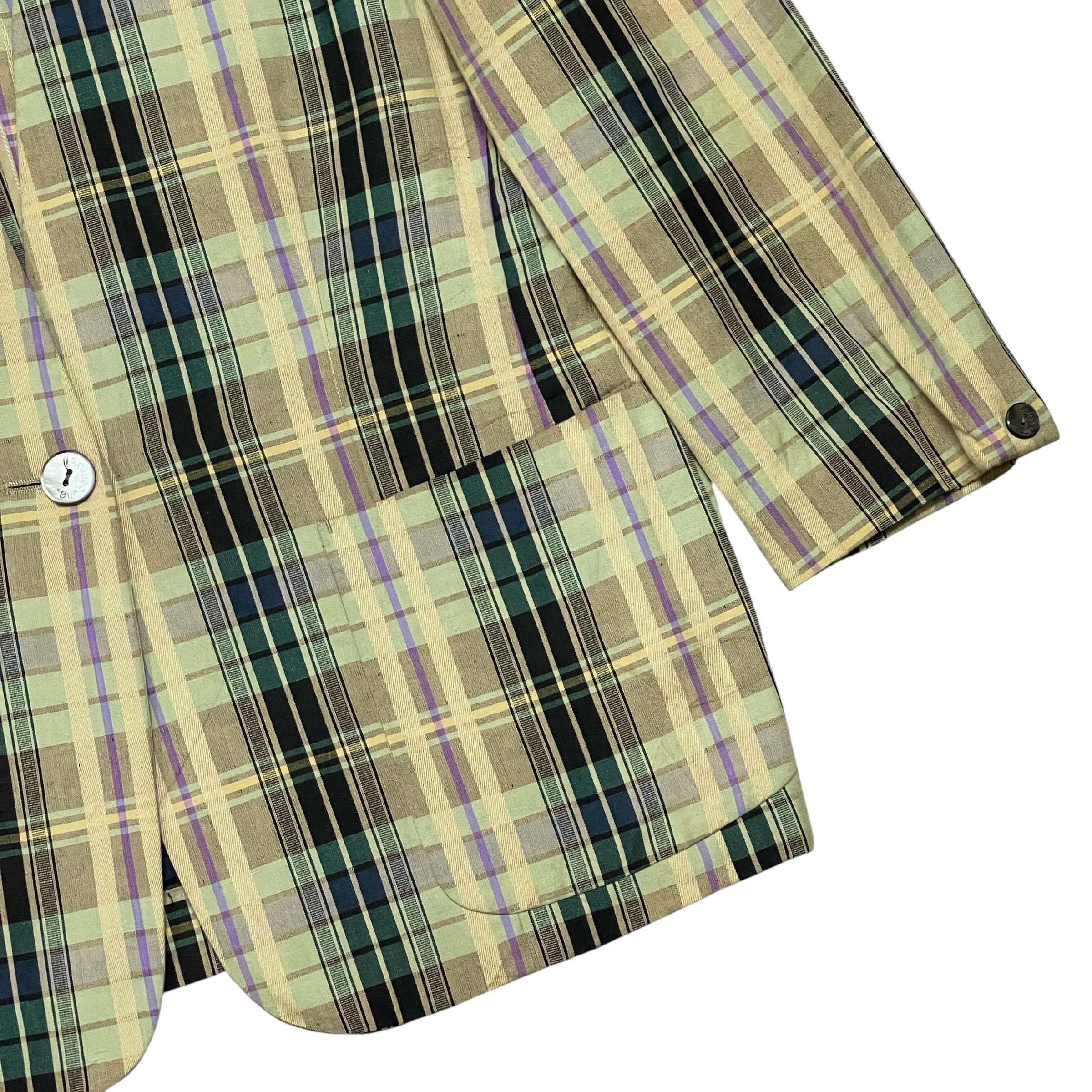 RARE!!! Vintage 90s Burberry's Japan Checkered Cotton Linen Blazer
