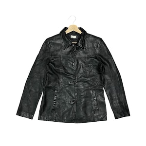 SELTEN!!! Vintage 90er Jahre Muster Vereinigte Schaffellleder Motorjacke - Made in Japan