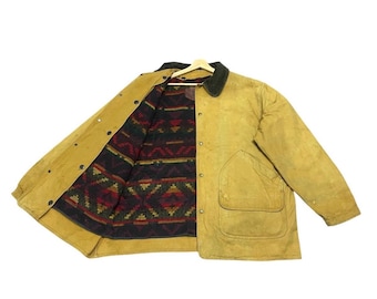 Chaqueta de trabajo vintage Woolrich Woolen Mills de los años 80, de lona amarilla, fabricada en EE. UU., talla XL