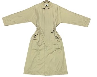 Archive 80s Issey Miyake Plantation Unisex Beige Rare Design Trench Coat Jacket (Size M)
