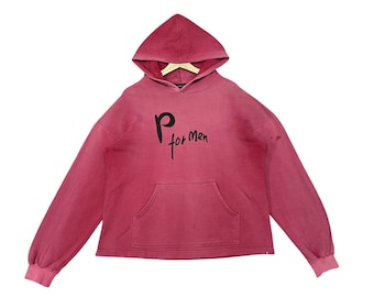 RARO!!! Felpa vintage da uomo Peyton Place PPFM, marca giapponese, rosa sbiadita dal sole.