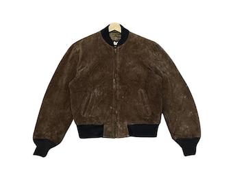 Vintage Schott Suede Leather Bomber Jacket - Etsy
