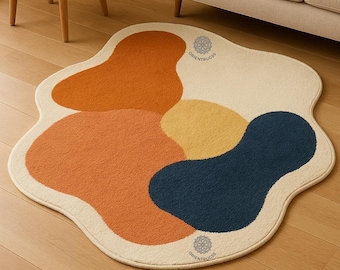 Hand Tufted Abstract Area Rug – Modern Multicolor  Accent Carpet Irregular rug