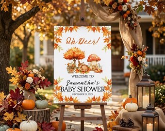 Oh Deer Baby Shower Welcome Sign, Woodland Fall Boho Decor (Digital Download)