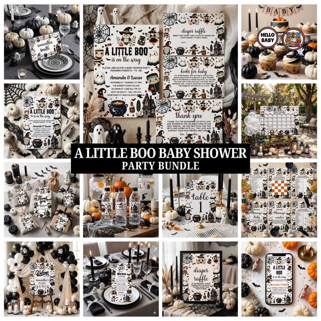 A Little Boo Baby Shower Party Bundle, Pink Halloween Baby Shower ...
