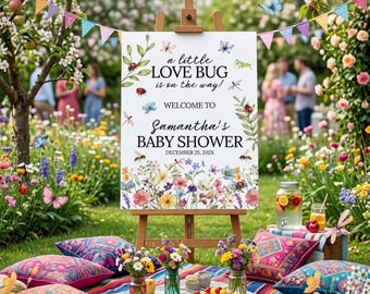 Love Bug Baby Shower Welcome Sign, A Little Love Bug Baby Welcome Sign, Ladybug Baby Shower Invite
