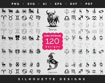 120 Zodiac SVG Bundle, Horoscope SVG, Astrology Clipart Png, Zodiac Silhouette Symbols, Constellation and Celestial SVG, Digital Download