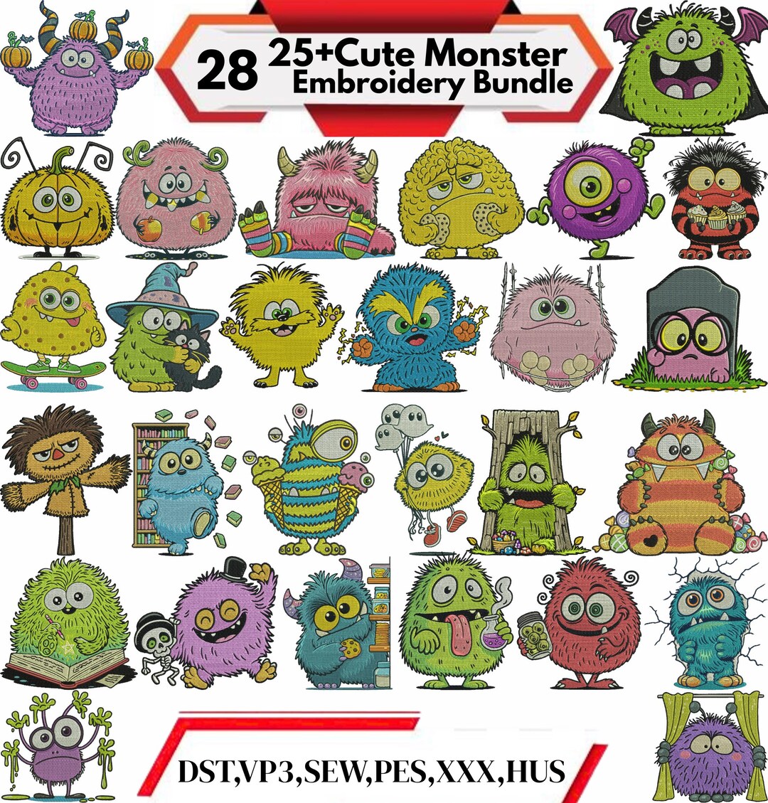 Monster Embroidery Pattern Monster Embroidery Design, Shocking, Ultimate, Epic, or Bizarre, Mini ...