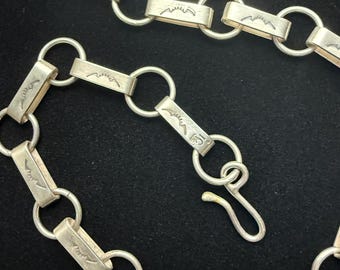 スターリングシルバーの有刺鉄線チェーンネックレス、ユニセックス