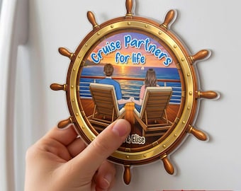 Custom Cruise Door Magnet for Couples, Personalized Cruise Cabin Decor,Cruise Partners for Life