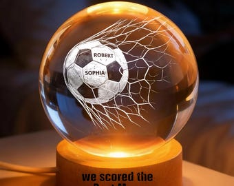 We Scored the Best Mom, Personalized Soccer Mom Crystal Ball Night Light, Custom Name Gift for Soccer Mom