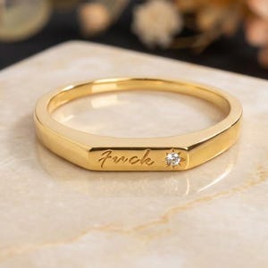 Silver Knullring 14k Solid Gold Diamond Ring Guld Skilsmässoring Långfingerring Uppbrottspresent Ring med dåligt ord Present till alla