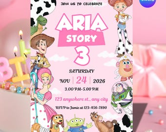 Toy Story Geburtstagseinladung, bearbeitbare Canva Vorlage (digitaler Download)