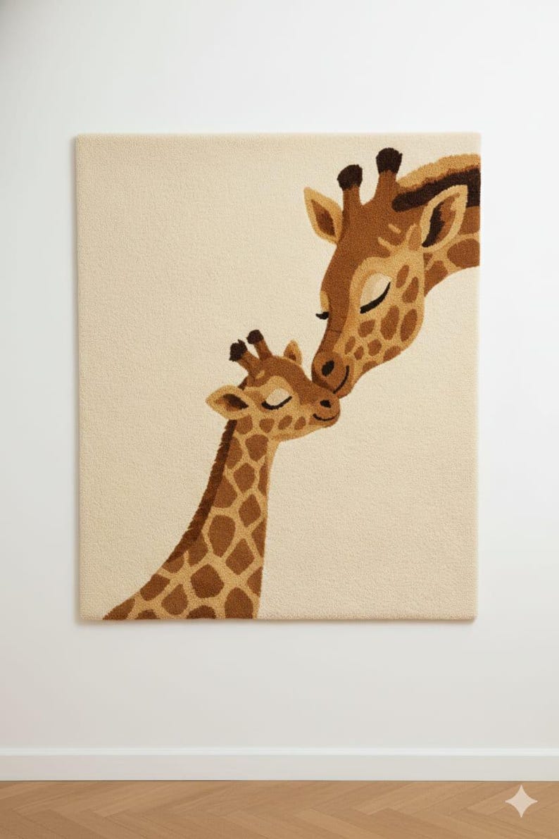 Giraffe Texture Rug Hand Tufted Wool Rug | Giraffe Nursery Area Rug | Cute Animal Kids Room ...