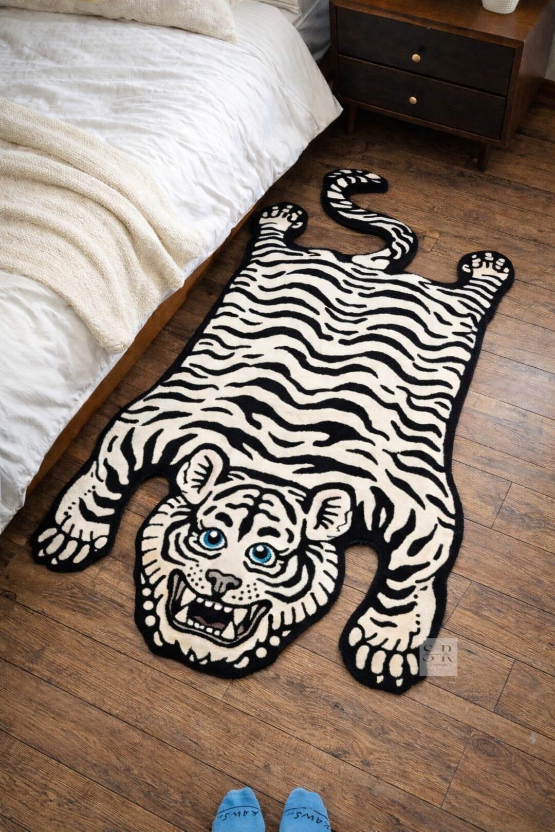 Tiger Shape Rug White Tiger Rug | Hand Tufted Wool Area Rug | Animal Shaped Carpet ...