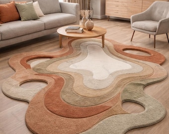 Abstrakte Organische Form Teppich Moderne Boho Wohnzimmer Statement Teppich