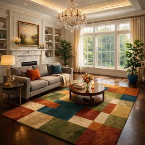 Alfombra abstracta colorida para sala de juegos infantil, moderna, suave, para sala de estar