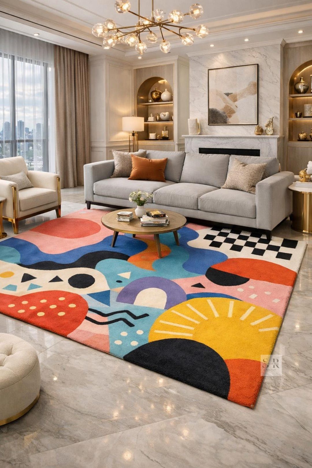 Hand Tufted Wool Rug | Large Abstract Area Carpet | Colorful Modern Rug ...