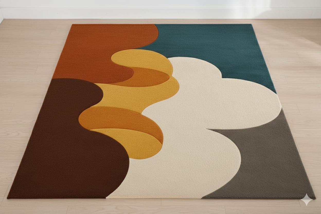 Abstract Modern Area Rug Geometric Handmade Living Room Carpet - Etsy
