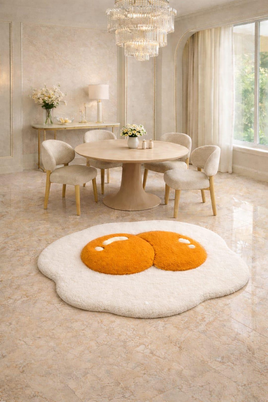 Fried Egg Rug | Double Yolk Tufted Carpet | 3D Handmade Wool Area Rug ...
