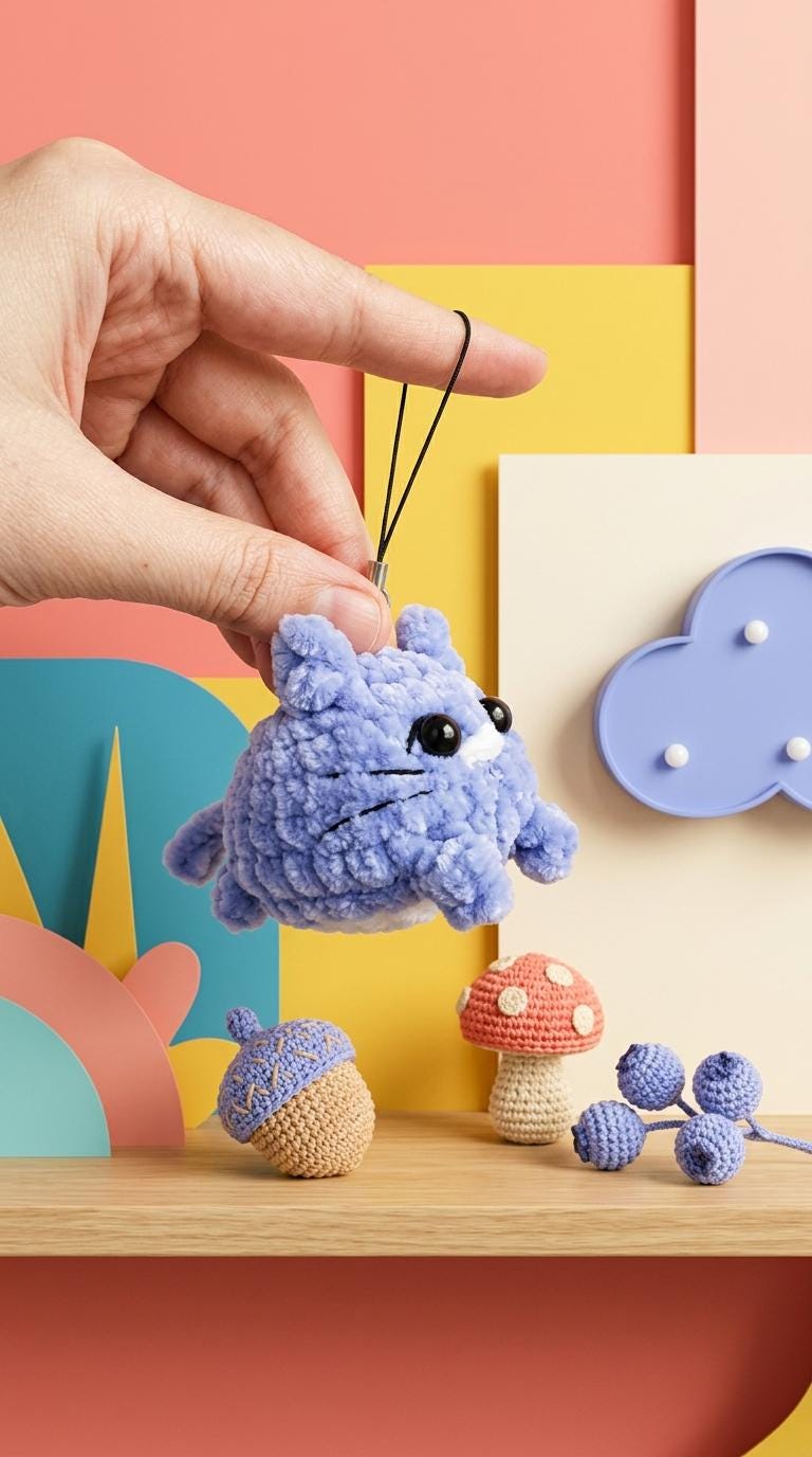 30 Totoro Crochet Patterns for Amigurumi, Gifts, and Home Decor 26 Totoro-Style Mini Cat Keychain Pattern