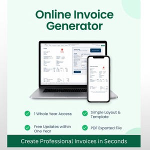Generador de facturas en línea / Acceso por 1 año / Herramienta de facturación lista para imprimir para pequeñas empresas / Creador de facturas instantáneo