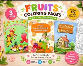 Printable Fruits Coloring pages|Fruits Coloring book 20+ pages plus Kids, book for free| Alphabets Busy book for preschool kids blox fruits