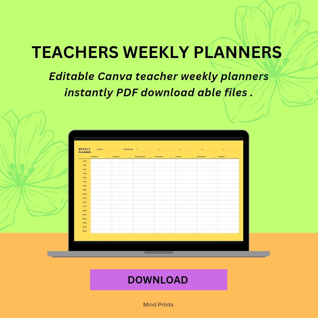Teacher Weekly Planner Bundle | Editable Canva Template (PDF) - Etsy