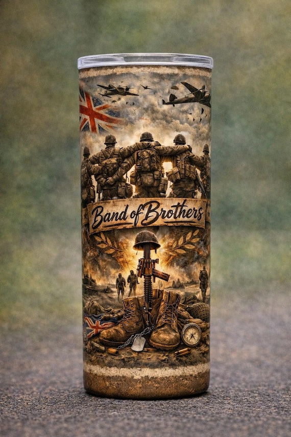 Band of Brothers British Military Tumbler – WWII Tribute 20oz Skinny Cup