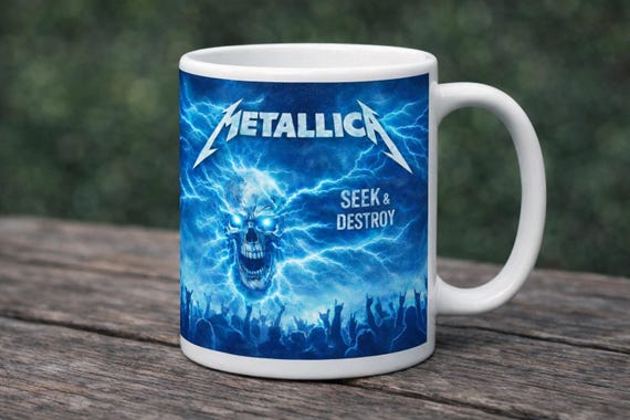 Metallica Lightning Skull Mug 11oz Rock Music Coffee Cup Heavy Metal Gift