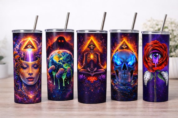 Surreal Cosmic Tumbler | Psychedelic Gothic Fantasy Art Stainless Steel Cup