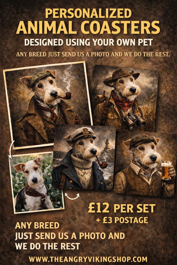 Personalized Pet Portrait Coasters, Vintage Style Animal Art