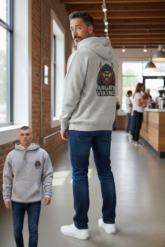 Angry Viking Graphic Hoodie – Norse Warrior Sweatshirt- Lots of Other Characters Available