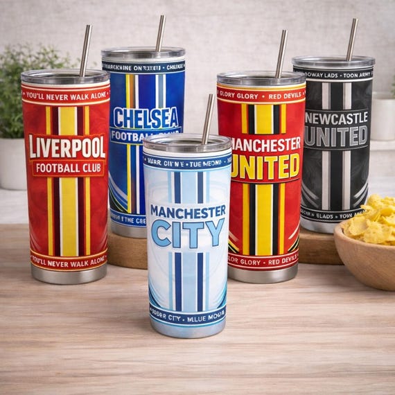 Retro Stripe Football Club Tumbler – 20oz Stainless Steel Travel Mug
