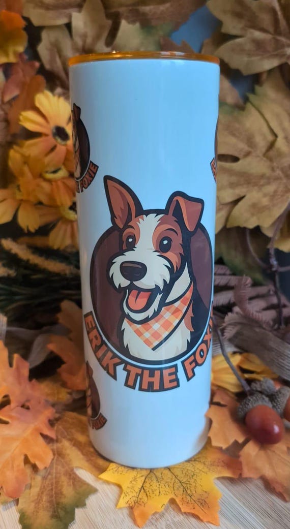 Custom Pet Portrait Tumbler, 20oz Insulated Skinny Tumbler