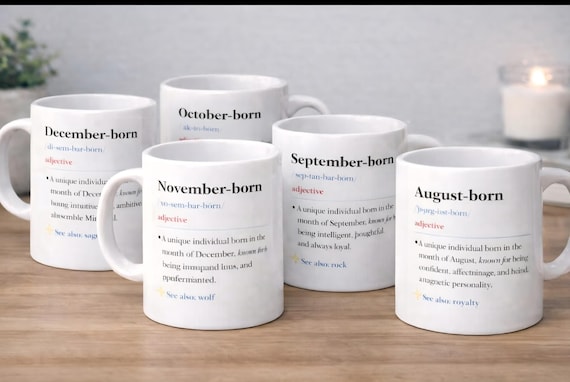 Birth Month Definition Mug – All Months Available. Birthday Gift