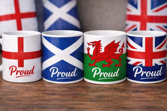 Proud British Mug UK Flags England Scotland Wales Union Jack Mug