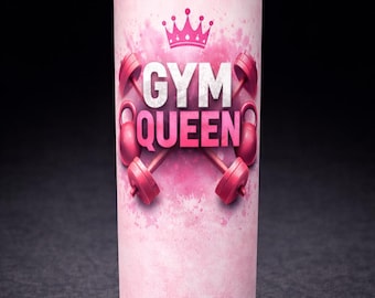 Gym Queen 20oz Tumbler – Rosa Fitness Vattenflaska Gåva
