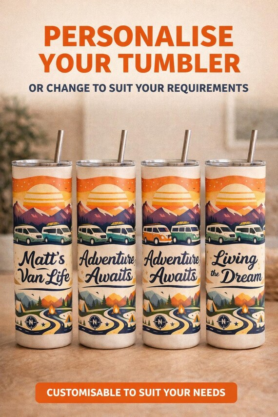 Personalised Van Life Tumbler: Adventure Campervan Travel Mug (20oz)
