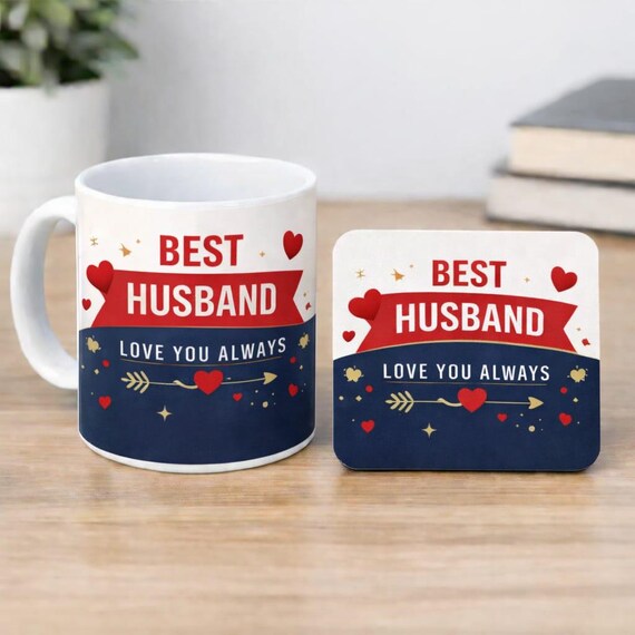 Best Husband Mug and Coaster Set – Gift for Husband Birthday Anniversary Christmas Present