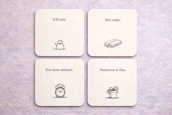 Simple Procrastination Coaster Set