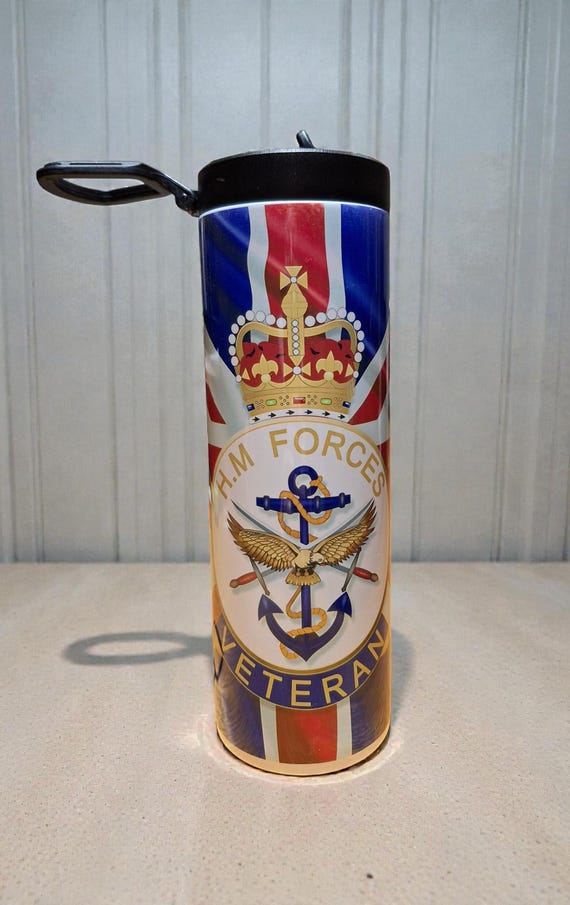HM Forces Veteran Union Jack 20oz Stainless Steel Travel Tumbler Military Gift