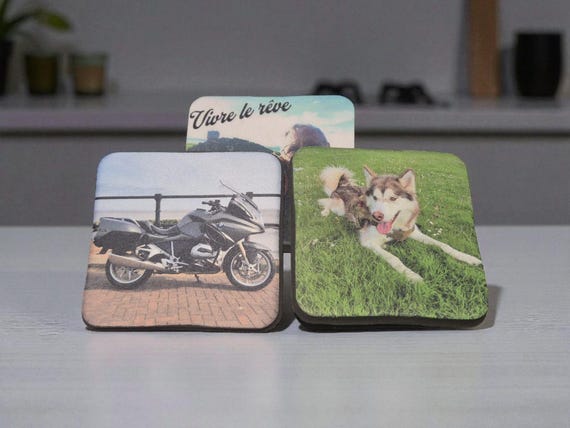 Custom photograph coasters ~ Four Photo print coasters matching set.