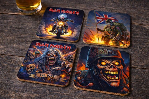 Iron Maiden Eddie Coaster Set – Heavy Metal Drinks Coasters