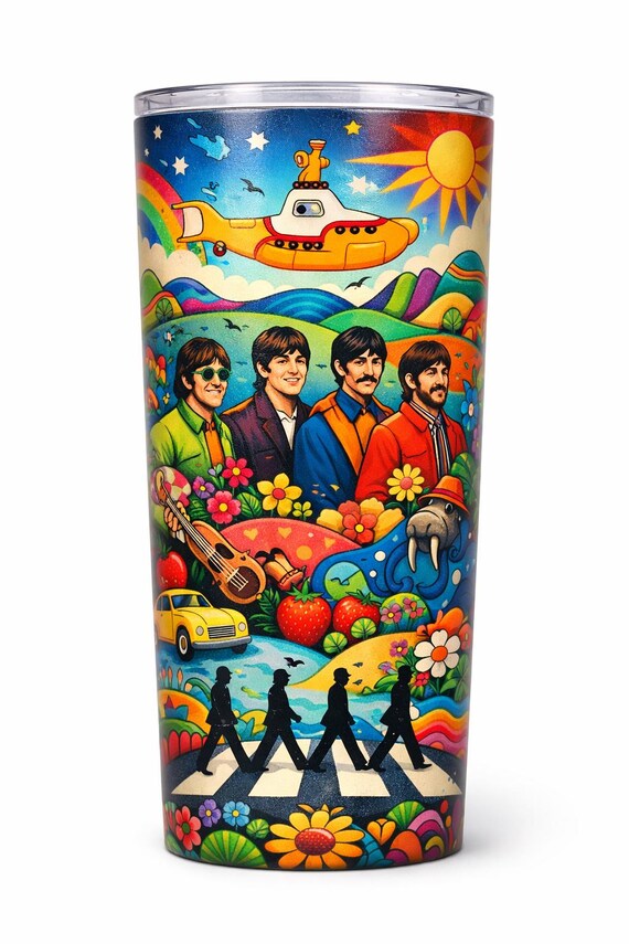 Beatles Tumbler | Psychedelic 60s Music Art, Travel Cup