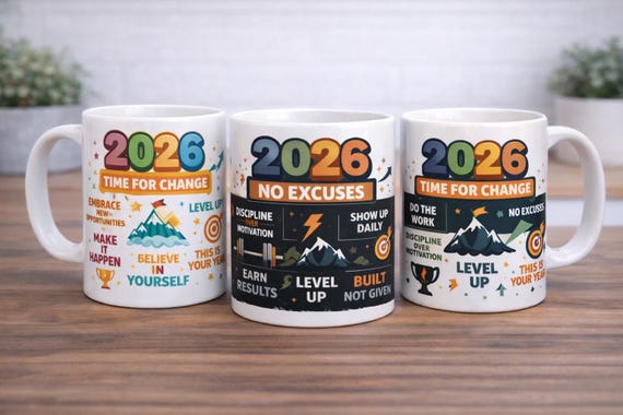 2026 Motivation Mug – Time for Change Inspirational Coffee Mug