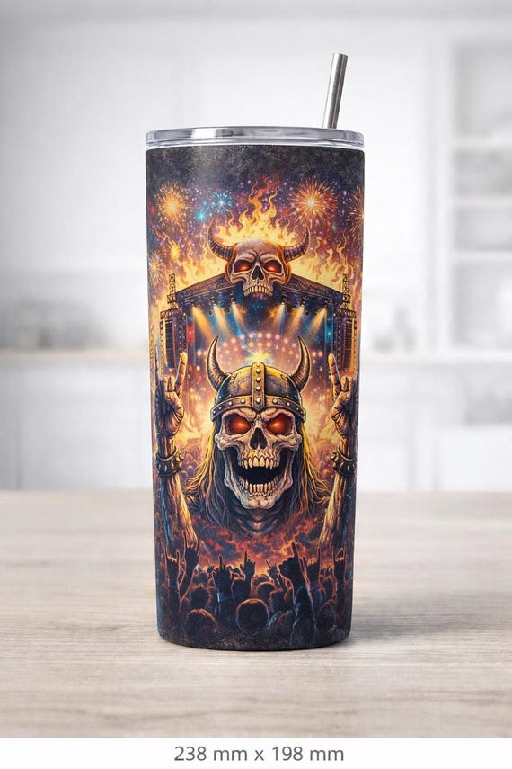 Skull Music Festival Tumbler | 20oz Insulated Rock Concert Travel Cup