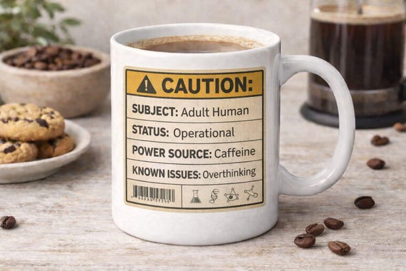 Caution: Adult Human Funny Coffee Mug